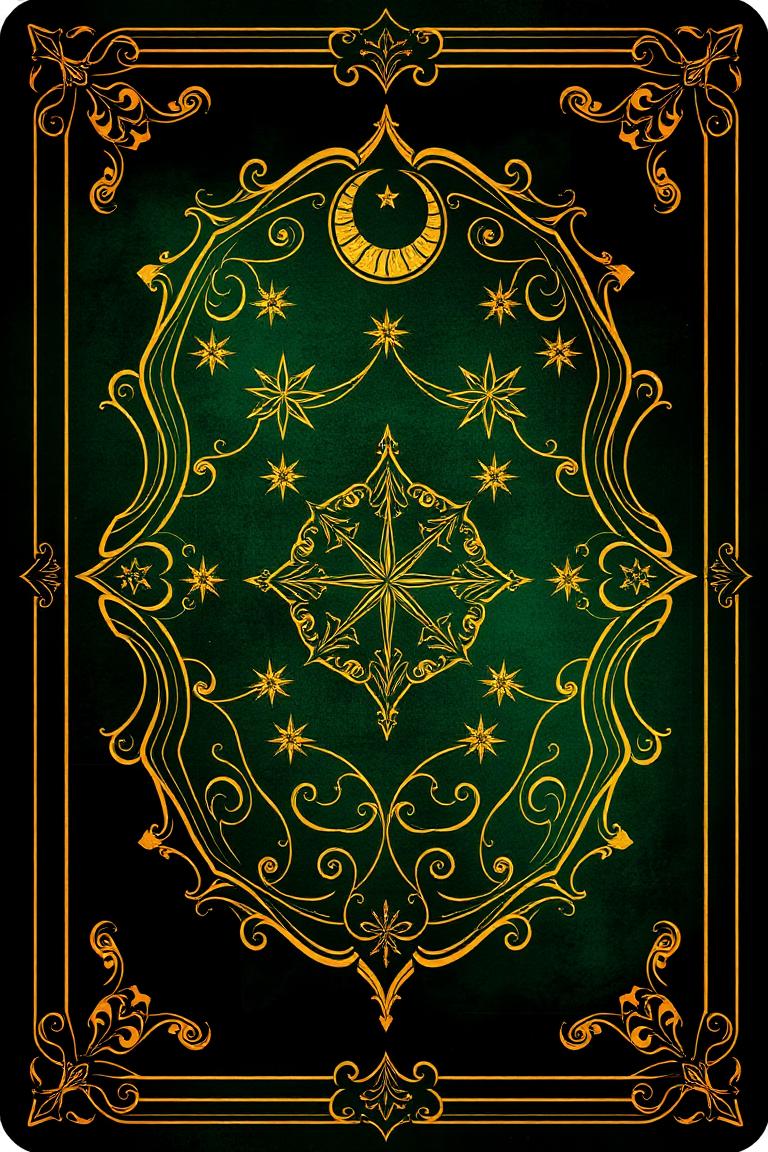 Verso de carta oracular com filigrana dourada